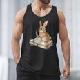 Cute Bunny Reading Book Glasses Bookworm Men Tank Top