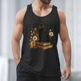 Cute Cat Book Flowers Men Tank Top