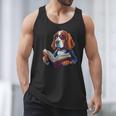 Cute Dog Basset Hound Reading Book Men Tank Top