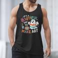 Cute Ghost Book Halloween Spooky Boo School Art Teacher Men Tank Top