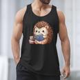 Cute Hedgehog Book Lover Readers Animal Reading Men Tank Top