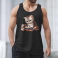 Cute Kitten Bookworm Adorable Cat With Glasses Reading Book Men Tank Top