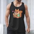 Cute Squirrel Reading A Book Lovers Anime Kawaii Women Kids Men Tank Top