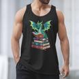 Dragon Reading Books Fantasy Lovers Mythical Creatures Men Tank Top