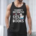 Easily Distracted By Cats And Books Cute Cat And Book Lovers Men Tank Top