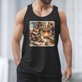 Fox Reads By Fireplace In Cabin Rustic Book Cozy Cup Tea Men Tank Top Fox Reads By Fireplace In Cabin Rustic Book Cozy Cup Tea Men Tank Top
