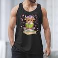 Highland Cow Reading Book Floral Bookworm Men Tank Top