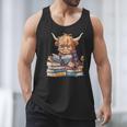 Highland Cow Reading Book Librarian Library Men Tank Top Highland Cow Reading Book Librarian Library Men Tank Top