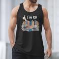 I'm OK Books Pile Books Stack Bibliophile Bookisk Men Tank Top
