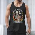 Leave Me Alone Skeleton Reading Book Floral Moon Librarian Men Tank Top