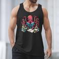 Octopus Reading Book Coffee Lover Bookaholic Bookworm Reader Men Tank Top
