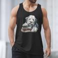 Old English Sheepdog Books Reading Dog Breed Graphic Men Tank Top