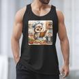 Owl Learning To Cook With Cookbook Chef Apron Stove Cooking Men Tank Top Owl Learning To Cook With Cookbook Chef Apron Stove Cooking Men Tank Top
