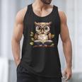 Owl Reading A Book Perched On A Branch Bookworm Men Tank Top