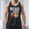 Pig Elephant Reading Cute Book Lover Bookworm Boys Girls Kid Men Tank Top