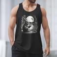 Rabbit Reading Book Full Moon Lake Scenery Men Tank Top