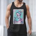 The Reader Retro Reading Skeleton Books Flowers Tarot Card Men Tank Top