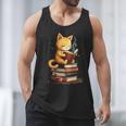 Reading Cat Books Cute Men Tank Top