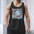 Readsolotl Blue Kawaii Axolotl Book Lover Reading Retro Men Tank Top