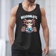 Readsolotl Pink Kawaii Axolotl Read Book Lover Reading Men Tank Top