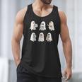 Retro Ghost Reading Books Halloween Bookish Ghost Bookworm Men Tank Top
