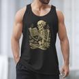 Skeleton Book Floral Skull Halloween Teacher Costume Men Tank Top