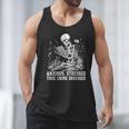 Skeleton Reading Book Anxious Stressed True Crime Obsessed Men Tank Top Skeleton Reading Book Anxious Stressed True Crime Obsessed Men Tank Top
