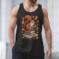 Squirrel Reading Book Lovers Fall Leaves Library Books Men Tank Top