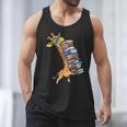 Teacher Shirt Giraffe Holding Books Bookworm Librarian Men Tank Top