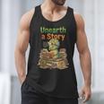 Unearth a Story Triceratops Dinosaur Reading Books Cute Dino Men Tank Top