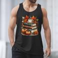 Vintage Autumn Books Coffee Pumpkin Fall Reading Men Tank Top