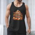 Vintage Autumn Books Pumpkin Coffee Book Lover Reading Men Tank Top