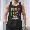 Wild About Reading Books Reader Bookworm Animals Book Lover Men Tank Top