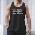 Women's Read Books Lift Weights Fight Fascists Reading Activism Meme Men Tank Top