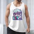 Adorable Book Lover Yeti With Reading Glasses Cute Men Tank Top