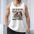 Basset Hound Dog Breed Life Is Better With Books And a For Men Women Girls Kids Men Tank Top