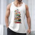 Book Stack With Flowers Reading Lover Bookish Men Tank Top