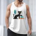 Cat Midcentury With Book And Coffee Atomic Age Mid Century Men Tank Top