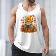 Cute Autumn Gnome Reading Pumpkin Book Lover Men Tank Top