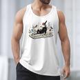 Cute Cat Flower Garden Book Kitty Reading Floral Men Women Girls Kids Men Tank Top