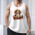 Cute Dog Beagle Reading Book Men Tank Top