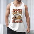 Dogs Coffee Reading Book Lover Men Tank Top