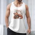 Fox And Book Lover Graphic For Women And Spring Pink Flower Men Tank Top Fox And Book Lover Graphic For Women And Spring Pink Flower Men Tank Top
