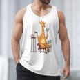 Giraffe Reading Tea Books Coffee Book Lover Graphic Men Tank Top