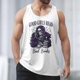 Good Girls Read Bad Books Sarcastic Skeleton Goth Skull Men Tank Top