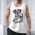 Nerdy Schnauzer Dog Book Lover Glasses Cute Pet For Men Women Kids Men Tank Top