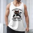 Read Banned Books Drink Coffee Fight Evil Retro Cat Men Tank Top