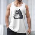 Reading Cat Cat Book Lover Men Tank Top