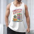 Unearth A Story Cute Turtle Reading Books Librarian Men Tank Top