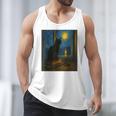 Van Gogh Starry Night Art Cat And Book Lovers Men Tank Top Van Gogh Starry Night Art Cat And Book Lovers Men Tank Top